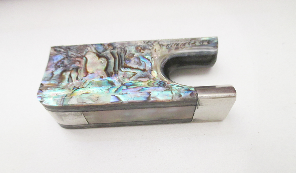 Viola bow frog Abalone mounted